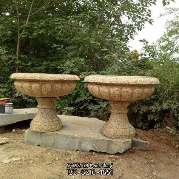 公園街道黃銹石歐式花盆花缽雕塑（3）