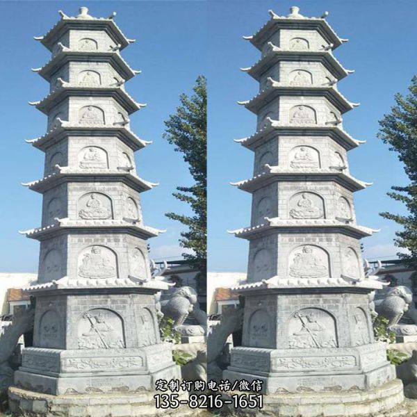 寺廟大型大理石石雕佛塔景觀
