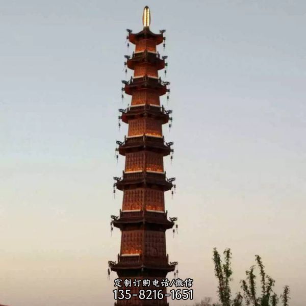 寺廟擺放鑄鐵萬佛寶塔雕塑（3）