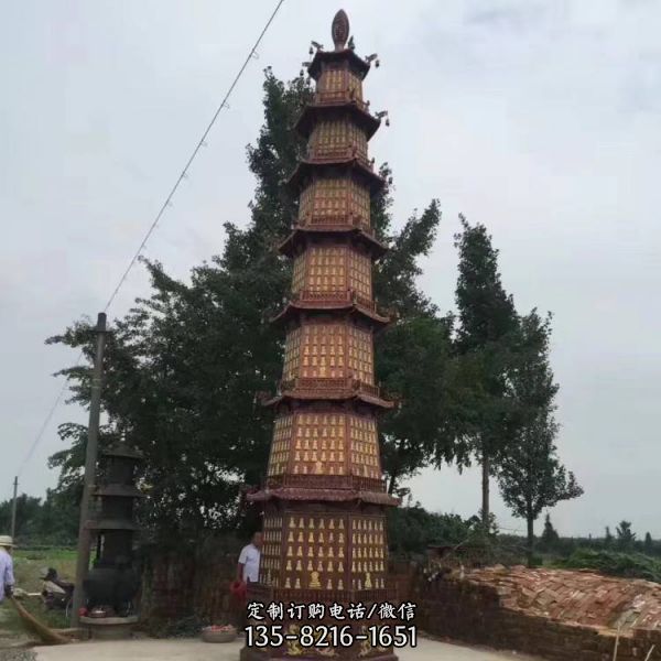 寺廟擺放鑄鐵萬佛寶塔雕塑（2）
