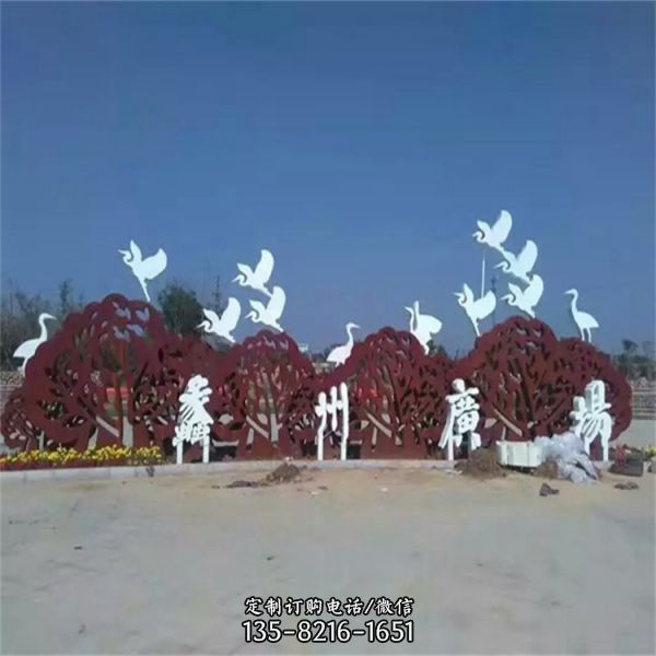 城市景觀大型地標(biāo)建筑不銹鋼抽象動(dòng)物鳳凰大雁雕塑（4）