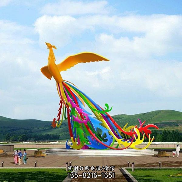 城市景觀大型地標(biāo)建筑不銹鋼抽象動(dòng)物鳳凰大雁雕塑（1）