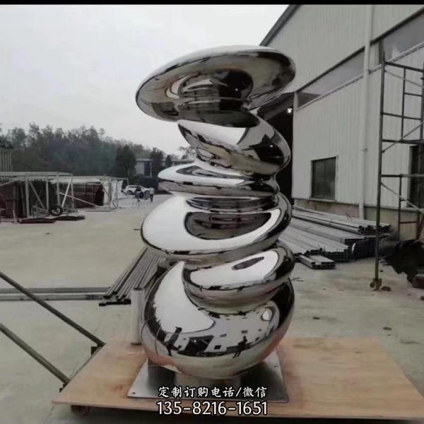 不銹鋼鏡面 戶外廣場創意鵝卵石雕塑