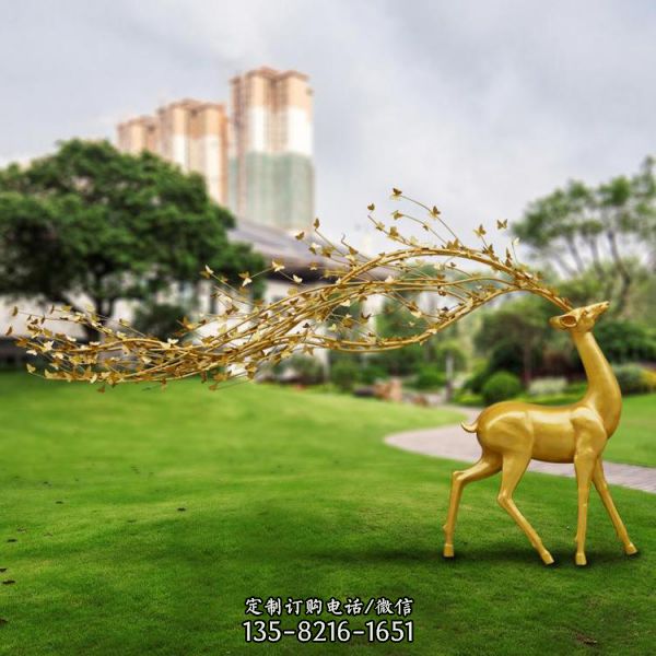 公園景區(qū)創(chuàng)意不銹鋼鏤空梅花鹿雕塑（3）