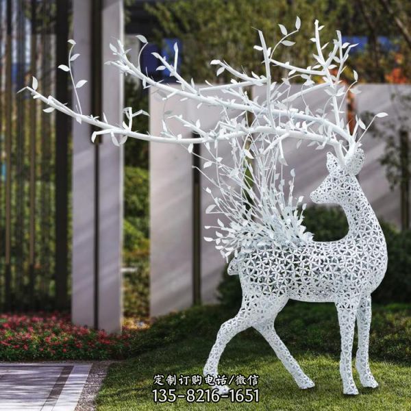 公園景區(qū)創(chuàng)意不銹鋼鏤空梅花鹿雕塑（1）