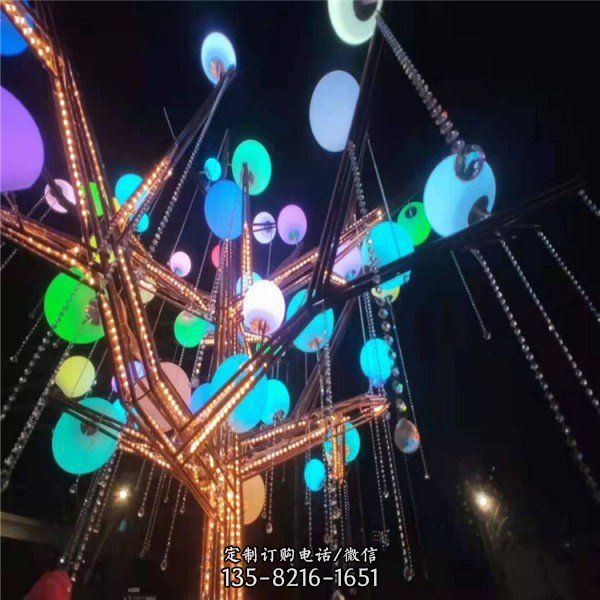 城市廣場擺放現代燈光抽象不銹鋼景觀裝飾雕塑（4）