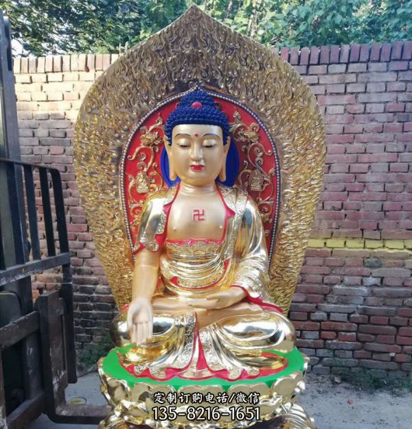 玻璃鋼彩繪漆金寺廟大型景觀神佛雕塑（2）