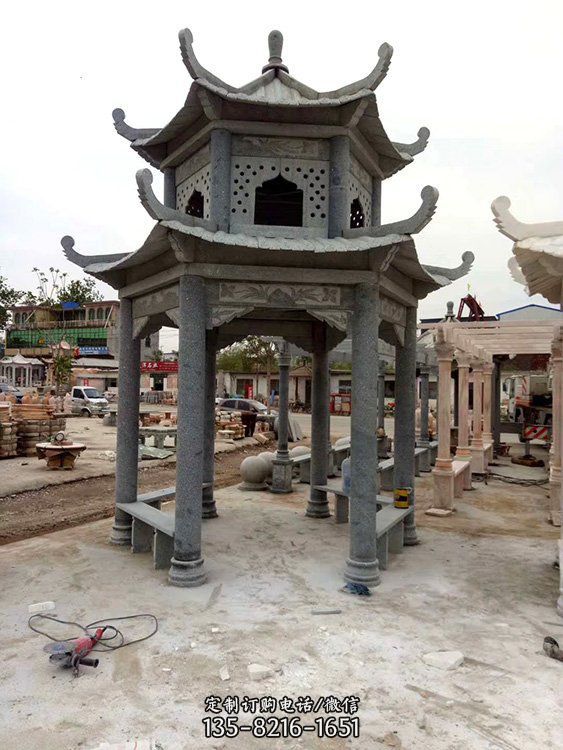園林庭院戶外花崗巖石雕涼亭雕塑（1）