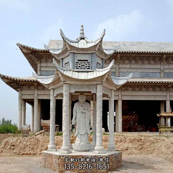 中式晚霞紅雙層涼亭長廊 廊架公園小區擺件（1）