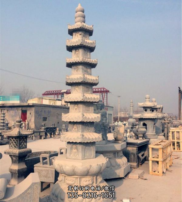 石雕戶外景區(qū)寺廟大型佛塔雕塑（1）