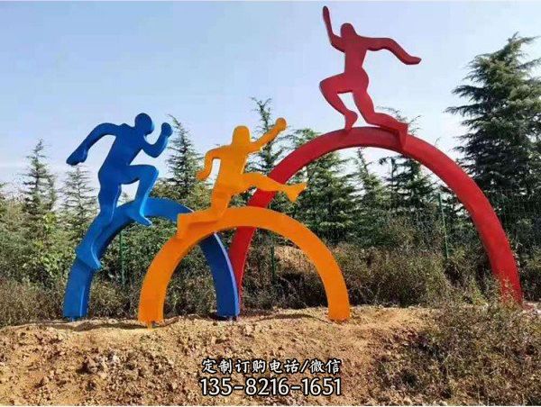 廣場公園擺放玻璃鋼抽象運動人物雕塑（2）