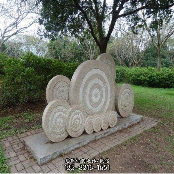 天然花崗巖雕刻圓形靶心公園擺件