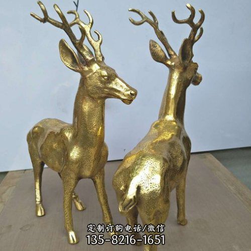 玻璃鋼仿銅噴漆烤漆創意動物景觀梅花鹿雕塑（2）