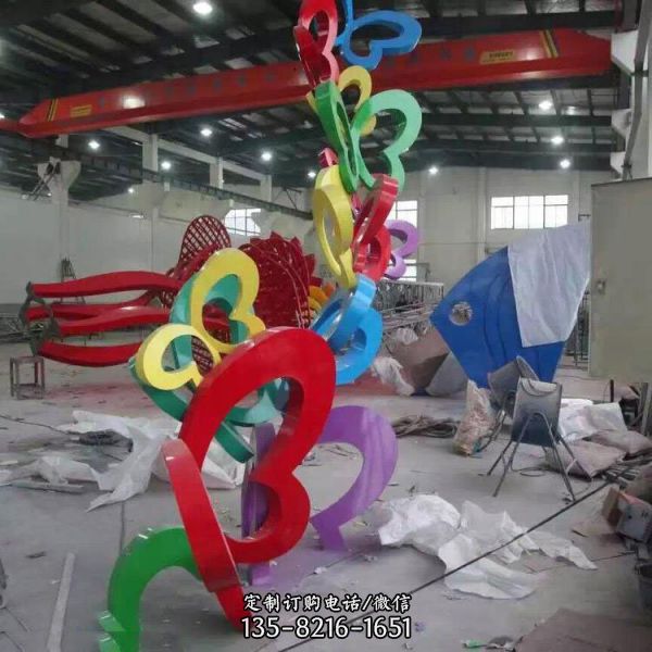不銹鋼彩繪戶外園林景觀擺件抽象蝴蝶雕塑