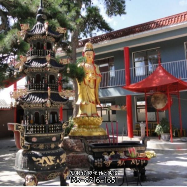 寺院擺放觀音菩薩銅雕佛像（2）