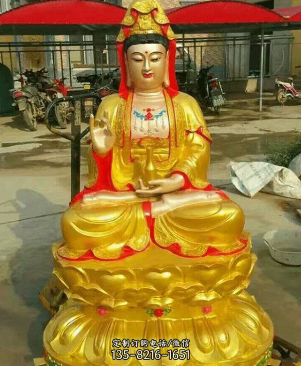 寺廟戶外大型玻璃鋼彩繪漆金文殊普賢雕塑（6）