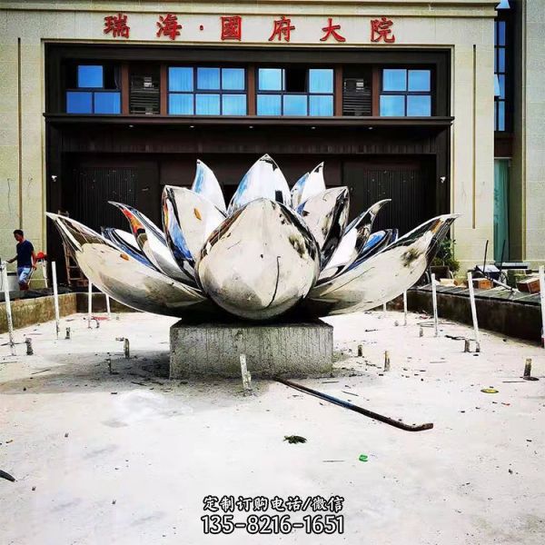 公園景區不銹鋼鏡面植物景觀荷花雕塑