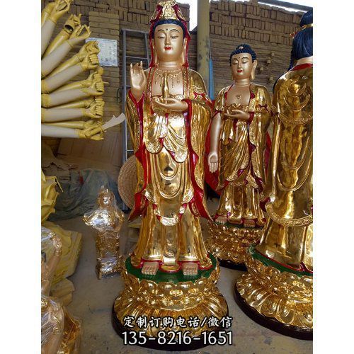 寺廟玻璃鋼漆金觀音雕塑（1）
