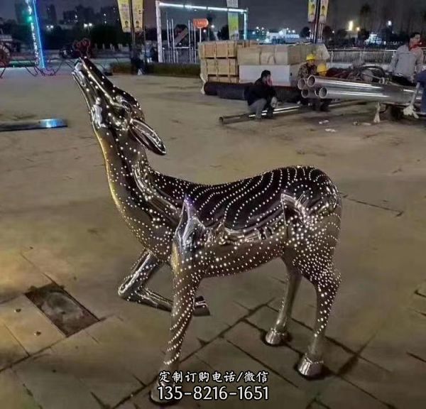 廣場街道擺放不銹鋼夜光動物造型雕像（2）