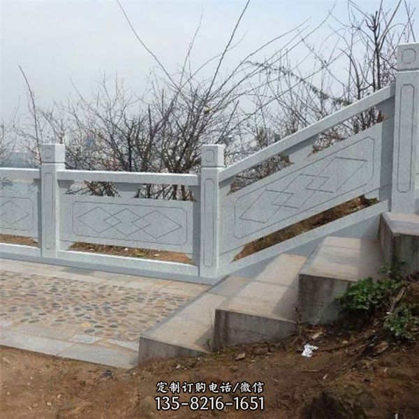 公園臺階兩側大理石雙面浮雕欄板欄桿（4）