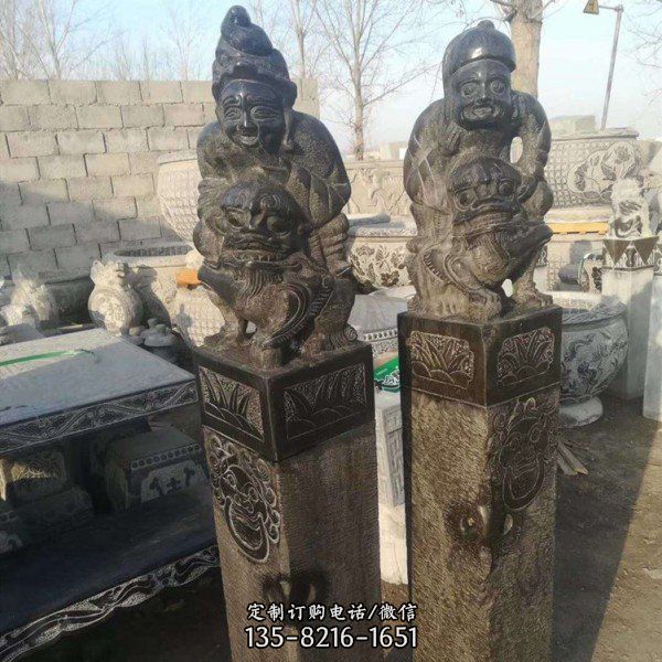 青石仿古做舊庭院栓馬柱雕塑（4）