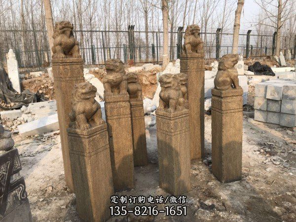 青石仿古做舊庭院栓馬柱雕塑（3）