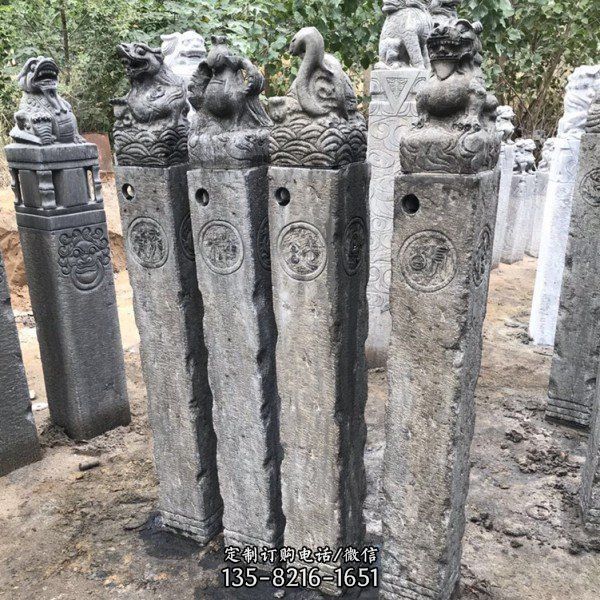 青石仿古做舊庭院栓馬柱雕塑（1）