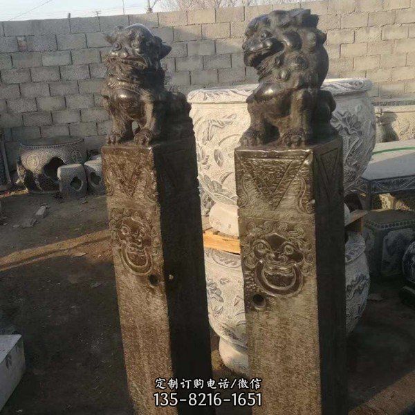 青石仿古做舊庭院栓馬柱雕塑（5）