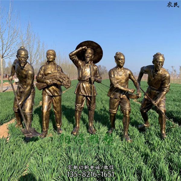 廣場園林鑄銅農(nóng)耕民俗人物復(fù)古懷舊雕塑（8）