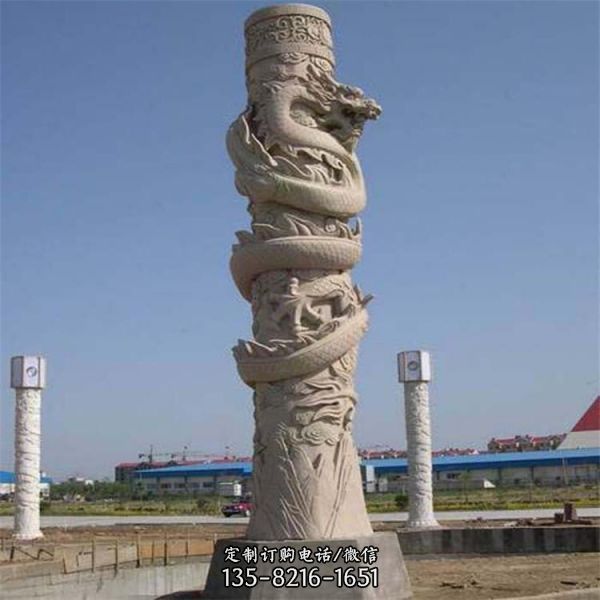 廣場寺院浮雕大理石吉祥龍柱雕塑（5）