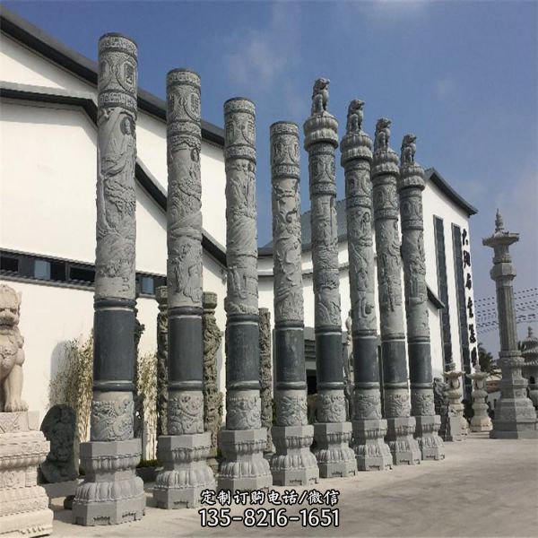 廣場寺院浮雕大理石吉祥龍柱雕塑（4）