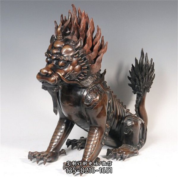 鎮(zhèn)宅麒麟擺件玻璃鋼仿銅戶外園林銅雕庭院