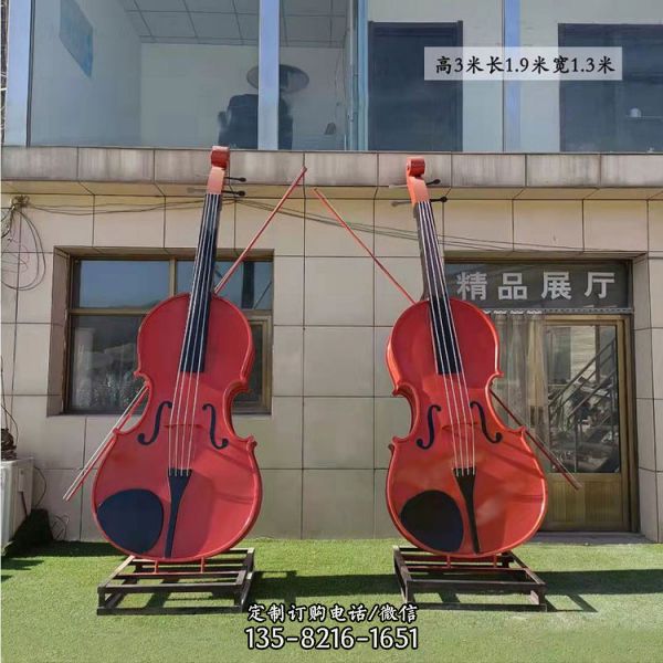 音樂(lè)觀玻璃鋼仿真樂(lè)器大型大提琴雕塑