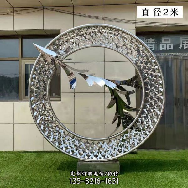 不銹鋼鏤空戶外園林景觀圓環(huán)雕塑