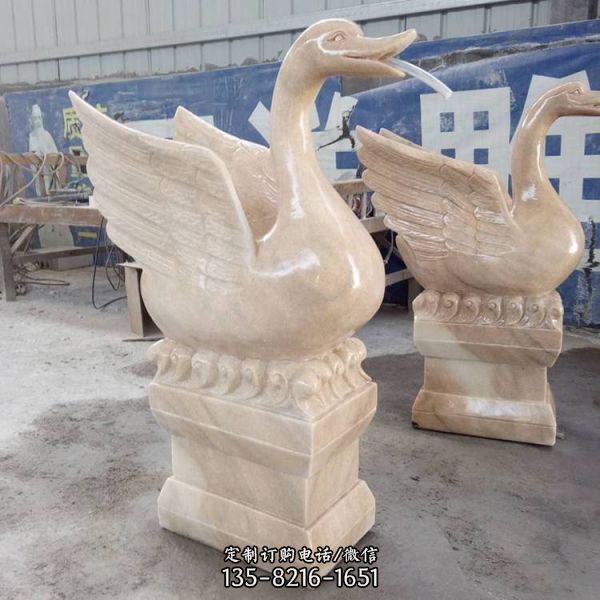 庭院小動物擺件 小區噴水石雕天鵝雕塑（3）
