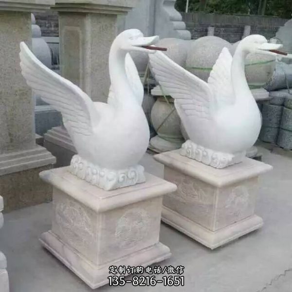 庭院小動物擺件 小區噴水石雕天鵝雕塑（1）