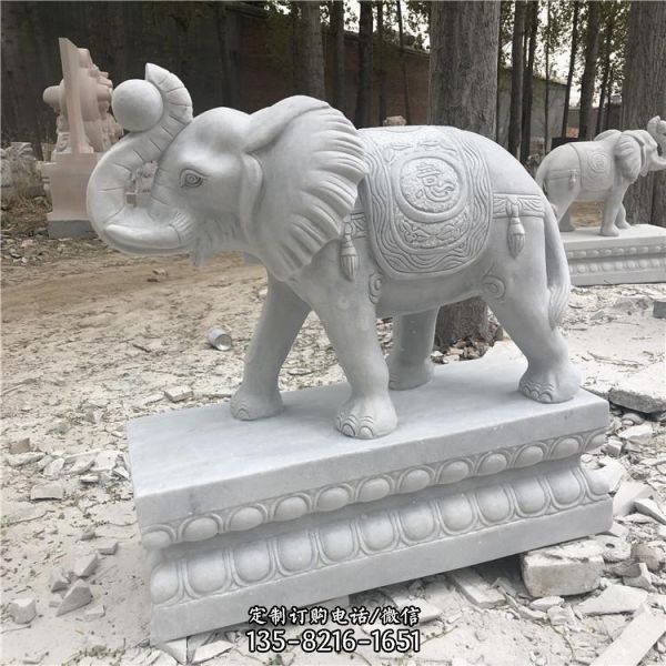 酒店門口大型石雕招財(cái)納福大象雕塑（3）