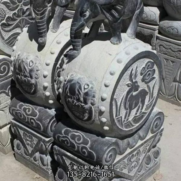 仿古青石門口抱鼓石 石雕抱鼓門墩擺件（5）