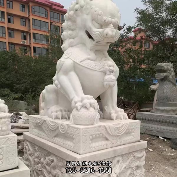 門口招財晚霞花崗巖庭院鎮宅擺件石獅子雕塑（1）