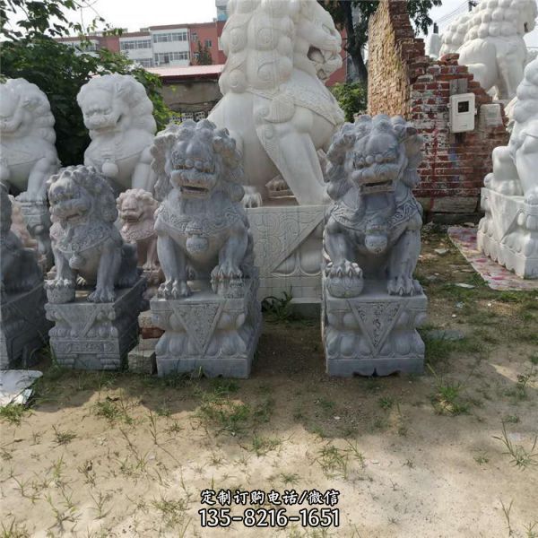門口招財晚霞花崗巖庭院鎮宅擺件石獅子雕塑（4）