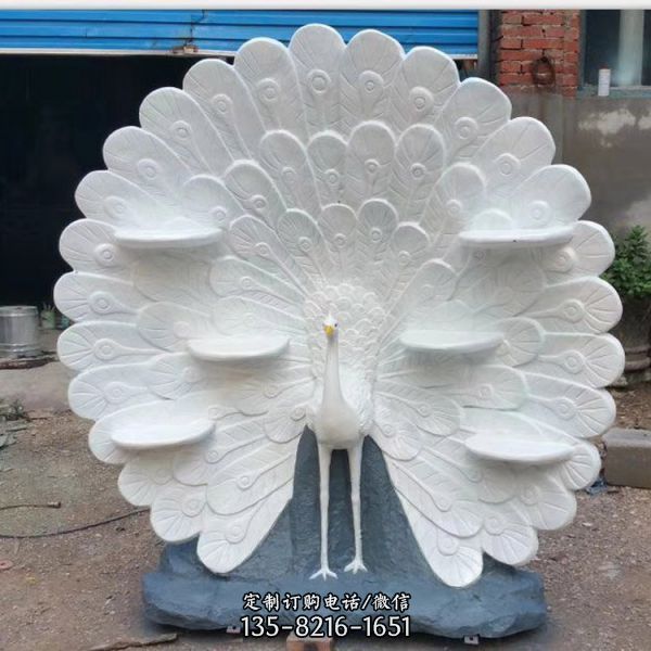 公園景區(qū)玻璃鋼彩繪仿真動物孔雀雕塑（2）