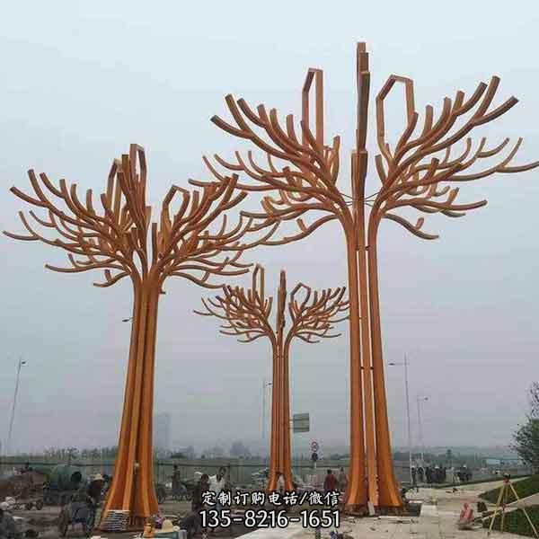 紅色不銹鋼抽象樹雕塑 大型城市景觀擺件（3）