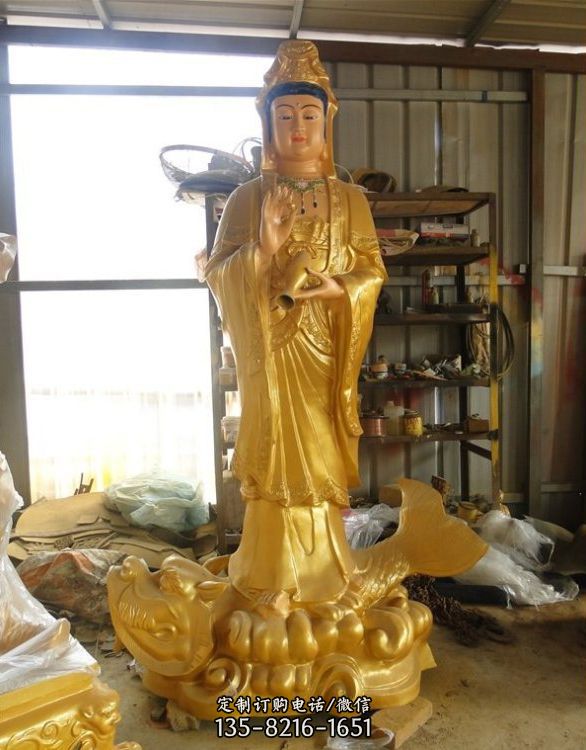 寺廟大型玻璃鋼彩繪漆金千手觀音雕塑（1）