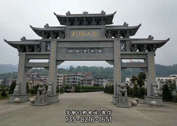 景區寺廟裝飾古建單門三門多種規格石雕牌坊（1）