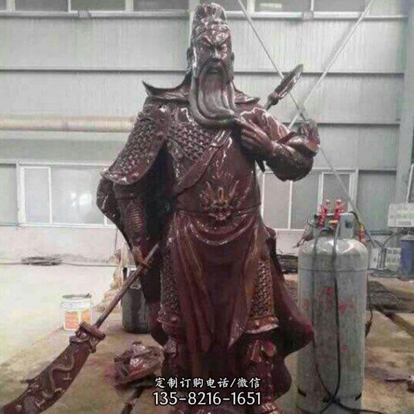 玻璃鋼仿銅園林寺廟景觀武財神雕塑（1）
