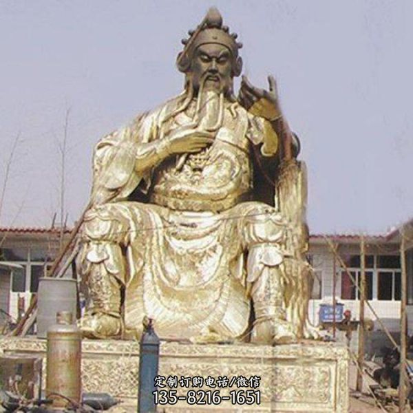 玻璃鋼仿銅園林寺廟景觀武財神雕塑（3）