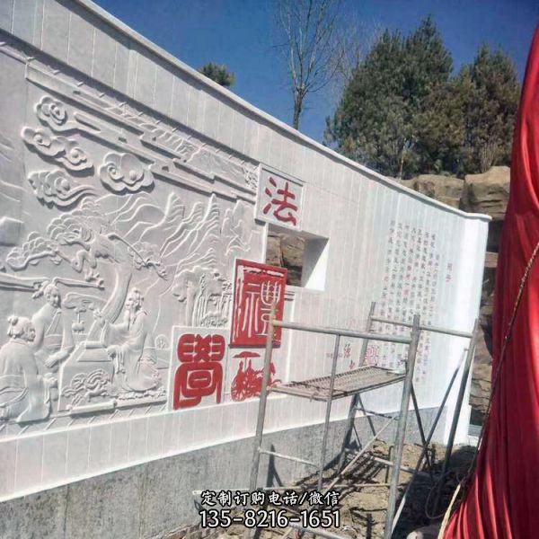 庭院廣場(chǎng)仿古窗花鏤空青石漢白玉浮雕影壁墻（5）