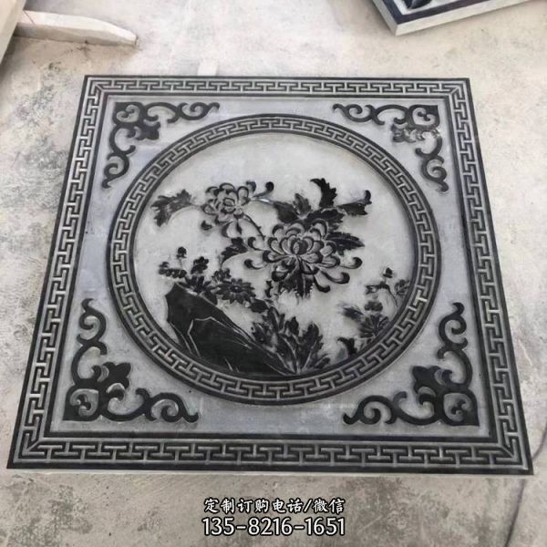 庭院廣場(chǎng)仿古窗花鏤空青石漢白玉浮雕影壁墻（1）