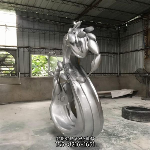 不銹鋼浪花雕塑 酒店會所水滴抽象擺件雕塑（5）