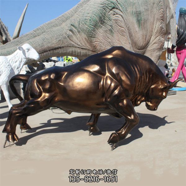 公園小區(qū)玻璃鋼仿真動(dòng)物牛雕塑（7）